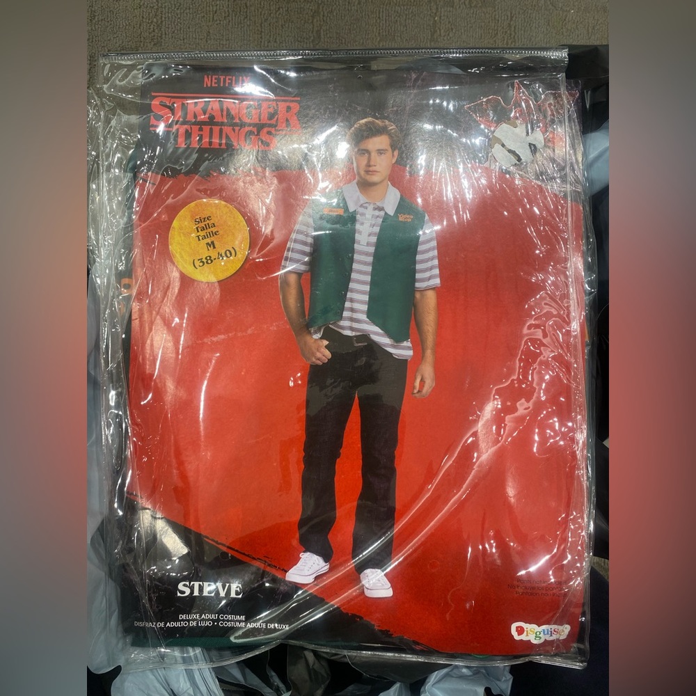 Steve Video Stop Costume, Official Stranger Things Halloween Top and Vest Adult